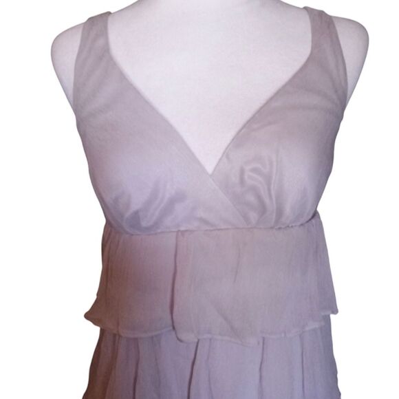 J. Crew Babydoll Style 100% Silk Light Lavender Tiered Midi Dress Size 2 Petite - Picture 2 of 8